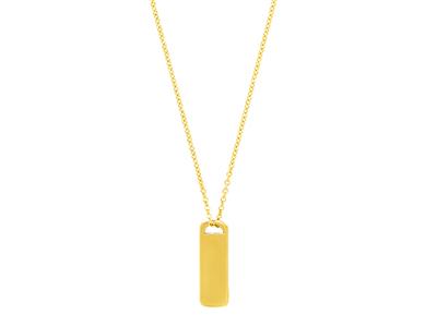 Collar Cadena Con Colgante Placa Rectangular, 42 Cm, Oro Amarillo 18k - Imagen Estandar - 2