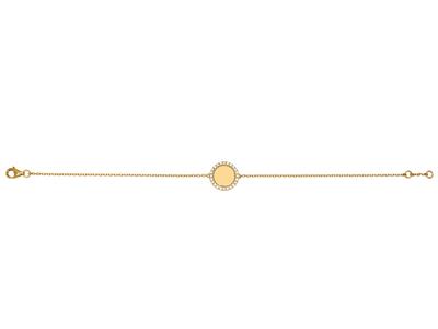 Pulsera Con Medalln Engastada Con Diamantes De 0,19 Ct, 17,5cm, Oro Amarillo De 18 K
