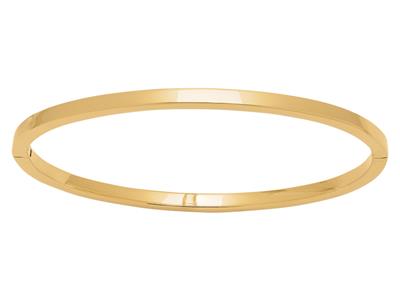 Pulsera Brazalete, Alambre Cuadrado Macizo 4 Mm, 60 X 50 Mm, Oro Amarillo 18k