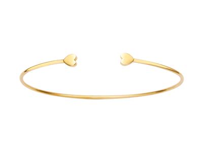 Pulsera Calada Maciza, Alambre Redondo 1,50 Mm, 2 Corazones, 46 X 62 Mm, Oro Amarillo 18k