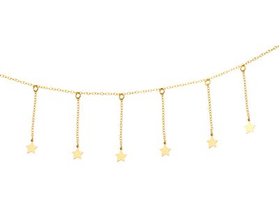 Collar 7 Borlas Estrellas, 38-40-42 Cm, Oro Amarillo 18k