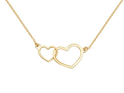 Collar Corazones Entrelazados, 40-42 Cm, Oro Amarillo 18k - Imagen Estandar - 1