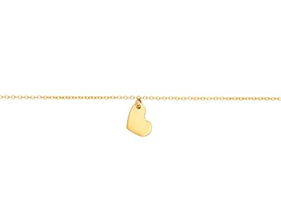 Cadena Tobillera Corazon, 23-25-27 Cm, Oro Amarillo De 18 Quilates