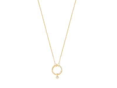 Collar Crculo Con Colgante De Diamantes 0,09ct, 40-41-42 Cm, Oro Amarillo 18k