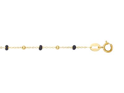 Pulsera Bolas Negras, 17-18 Cm, Oro Amarillo 18k