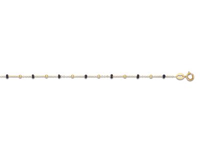 Pulsera Bolas Negras, 17 Cm, Oro Amarillo 18k