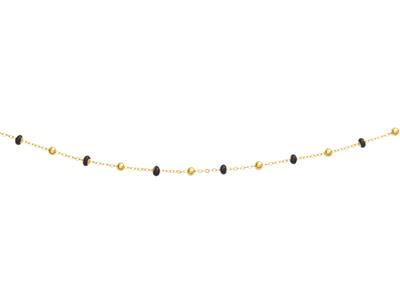 Collar Bolas Negras, 42 Cm, Oro Amarillo 18k