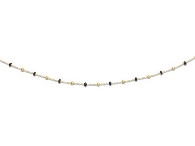 Collar Bolas Negras, 45 cm, Oro Amarillo De 18 Quilates - Imagen Estandar - 1