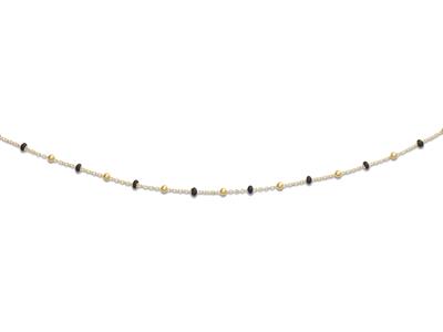 Collar-Bolas-Negras,-45-Cm,-Oro----Am...