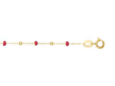 Pulsera Bolas Rojas, 17-18 Cm, Oro Amarillo 18k