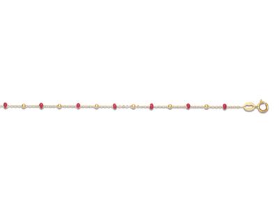 Pulsera Bolas Rojas, 17 Cm, Oro Amarillo 18k