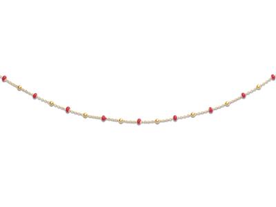 Collar-De-Bolas-Rojas,-45 cm,-Oro--De...