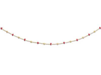 Collar-Bolas-Rojas,-45-Cm,-Oro-----Am...