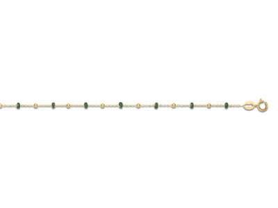 Pulsera Bolas Verdes, 17 Cm, Oro Amarillo 18k