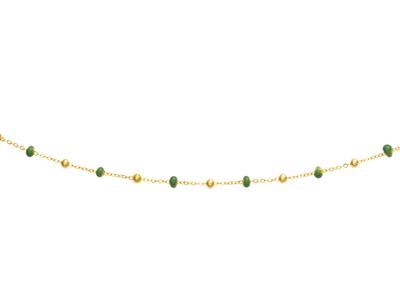 Collar Bolas Verdes, 42 Cm, Oro Amarillo 18k