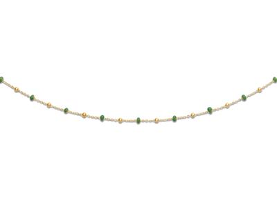 Collar Bolas Verdes, 45 Cm, Oro Amarillo 18k