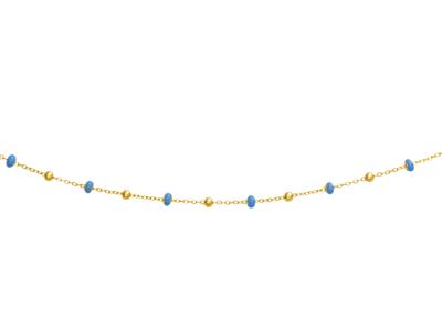 Collar Bolas Azules, 42 Cm, Oro Amarillo 18k