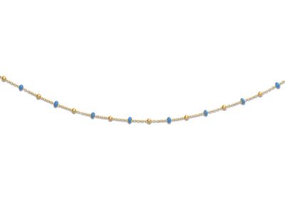 Collar-Bolas-Azules,-45 cm,-Oro----Am...