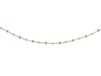 Collar-Bolas-Azules,-45-Cm,-Oro----Am...