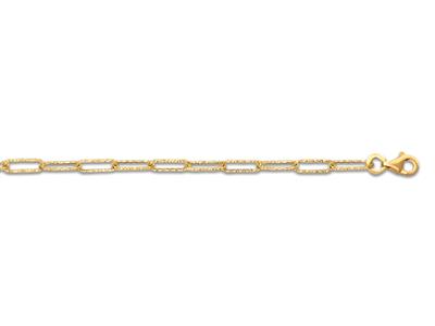 Pulsera, Malla Rectangular Martillada 3 Mm, 19 Cm, Oro Amarillo 18k
