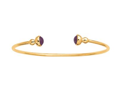 Pulsera Jonc Abierta, Tubo Hueco, 2 Rubes 0,54ct, 58 X 48 Mm, Oro Amarillo 18k