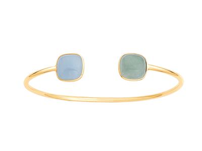 Brazalete Tipo Jonc De Tubo Hueco, Aguamarina Y Aventurina, 58 X 48 mm, Oro Amarillo De 18 K - Imagen Estandar - 1