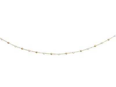 Collar De Bolas Blancas, 42-45 cm, Oro Amarillo De 18 Quilates - Imagen Estandar - 1