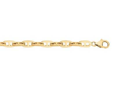 Pulsera, Malla Marina Lisa Y Engastada, 5,50 Mm, 19 Cm, Oro Amarillo De 18 Quilates