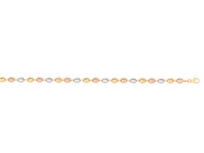 Collar Con Eslabn Grano De Caf Hueco 4,70mm, 45cm, 3 Oros De 18k