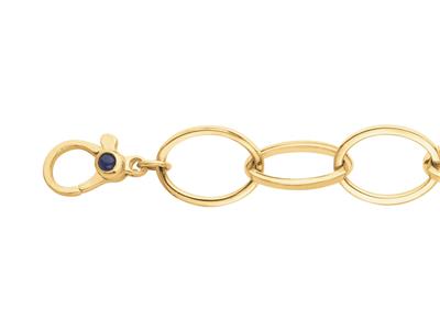 Pulsera Ovalada De Malla Plana, 19 Cm, Oro Amarillo De 18 Quilates