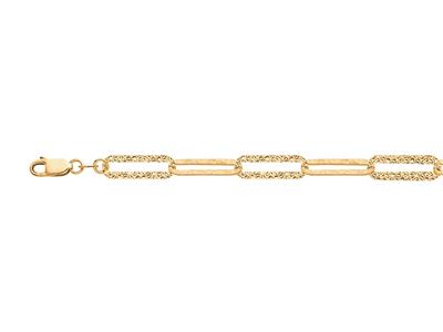 Pulsera De Malla Rectangulo Plano Martillado 6 Mm, 19 Cm, Oro Amarillo 18k