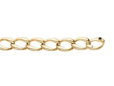 Pulsera De Malla Ovalada Calada 13 Mm, 19 Cm, Oro Amarillo 18k