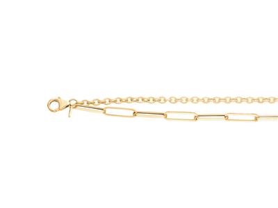 Pulsera De Doble Cadena, 4 MM Hueca Rectangulo Y Redonda Hueca Forçat, 172 Cm, Oro Amarillo 18k