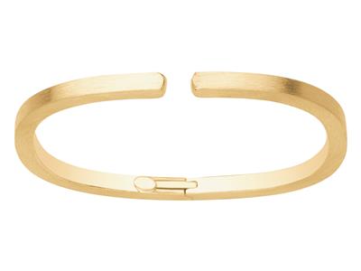 Pulsera Open Rectanlge, Tubo Cuadrado Satinadopulido 4 Mm, 57 X 45 Mm, Oro Amarillo 18k