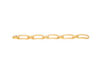 Brac Grandes Maille Rectangles Ajourees Creux Or Jaune 18k 19cm Cab Fi - Imagen Estandar - 1