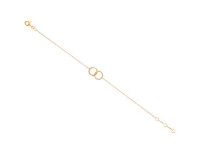Pulsera De Cadena De Doble Crculo,diamantes De 0,07 Ct, 16-17-18cm, Oro Amarillo De 18 K