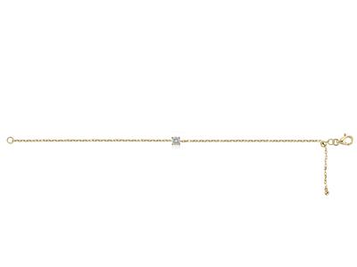 Pulsera Con Solitario De Malla Forzada, Diamante De 0,10 Ct, 17 Cm, Oro Amarillo De 18 K - Imagen Estandar - 4