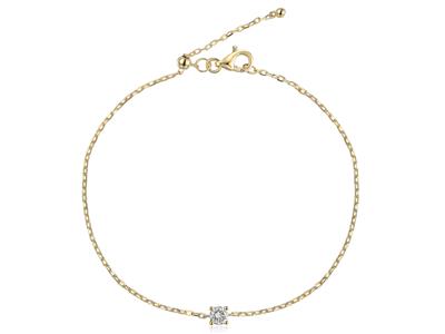 Pulsera Con Solitario De Malla Forzada, Diamante De 0,20 Ct, 17 Cm, Oro Amarillo De 18 K - Imagen Estandar - 2