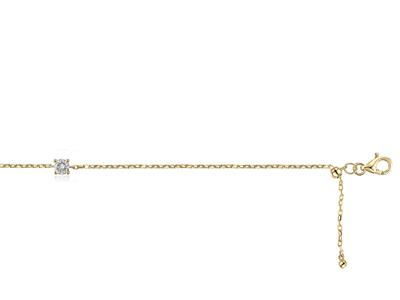 Pulsera Con Solitario De Malla Forzada, Diamante De 0,20 Ct, 17 Cm, Oro Amarillo De 18 K - Imagen Estandar - 3