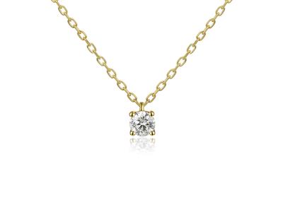 Collar Con Solitario De Eslabones Forzada, Diamante De 0,10 Ct, 40-42-45 cm, Oro Amarillo De 18 K - Imagen Estandar - 2