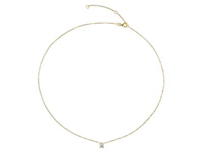 Collar Con Solitario De Eslabones Forzada, Diamante De 0,10 Ct, 40-42-45 cm, Oro Amarillo De 18 K - Imagen Estandar - 3