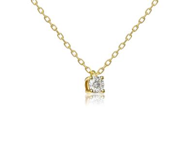 Collar Con Solitario De Cadena Forzada, Diamante De 0,15 Ct, 40-42-45cm, Oro Amarillo De 18 K