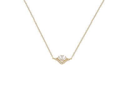 Collar En Forma De Abanico De 7mm,diamantes Redondos Y Baguettes Afi Nadas De 0,25 Ct, 402cm, Oro Amar
