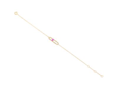 Pulsera De Cadena Con Motivo Ovalado, Diamantes De 0,19 Ct Y Zafiro Rosa Lanzadera De 0,26 Ct, 16-17-18c