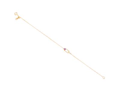 Pulsera De Cadena Con Motivo Rectangular, Diamantes De 0,02 Ct Y Zafiro Rosa De 0,16 Ct, 18cm, Oro Amari