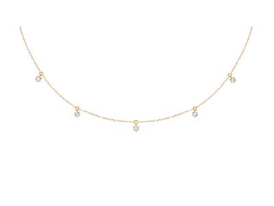 Collar De 5 Colgantes, Diamantes De0,20 Ct, 40-42 Cm, Oro De 18 Quila Tes