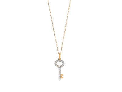Pulsera Llave De 12mm, Diamantes De 0,08 Ct, 40-42cm, Oro Amarillo De 18 K