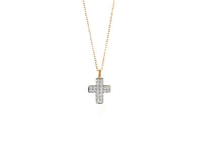 Coll Croix Diamants 0,12 Ct Or Jaune 18k 40/42cm Msq - Imagen Estandar - 1