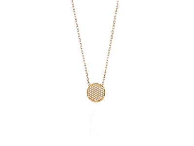 Collar De Medalln De 10mm De Diámetro, Diamantes De 0,15 Ct, 402cm, Oro Amarillo De 18 K