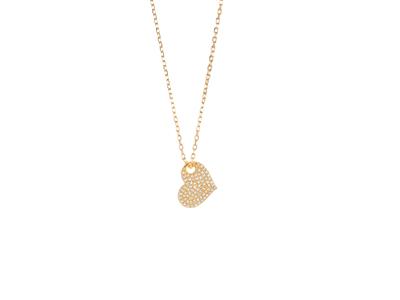 Collar Corazn Inclinado, Diamantes0,15ct, 402cm, Oro Amarillo De 1 8k
